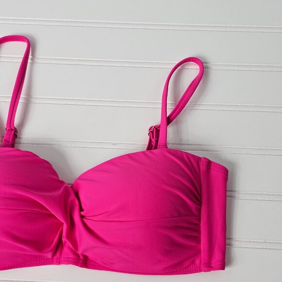 Women's Hot Pink Twist Front Side Shirred Bikini Set by Tempt Me Size S NWOT - Picture 4 of 14